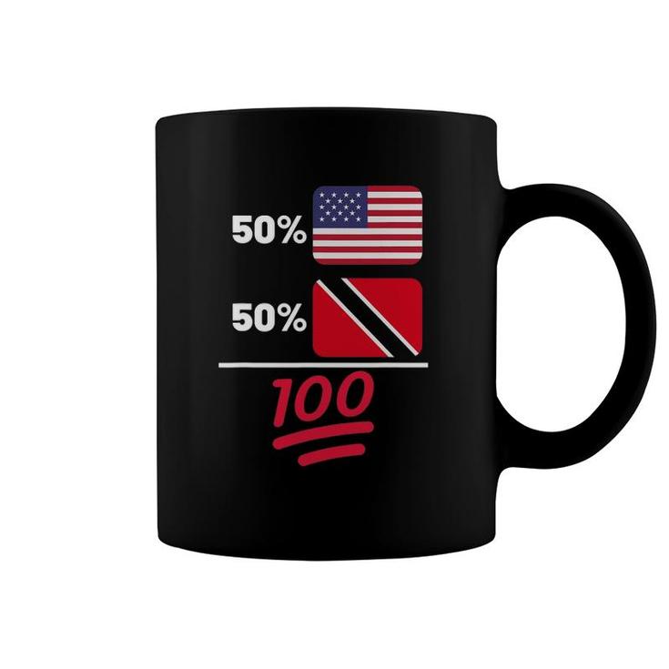 Trinidadian Plus American Mix Heritage Flag Gift Coffee Mug