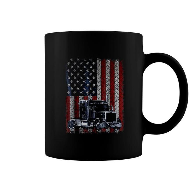 Truck Driver American Flag Trucker Gift Coffee Mug