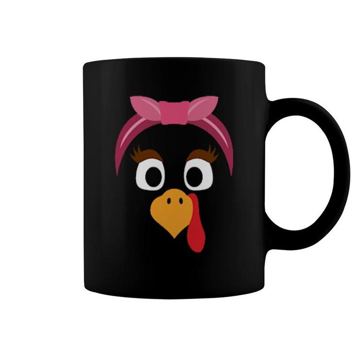Turkey Face & Pink Headband Running Pilgrim Trot  Coffee Mug
