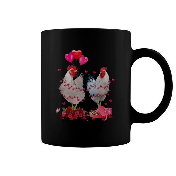 Two Chicken Valentines Day Heart Chicken Couple Men Women Coffee Mug