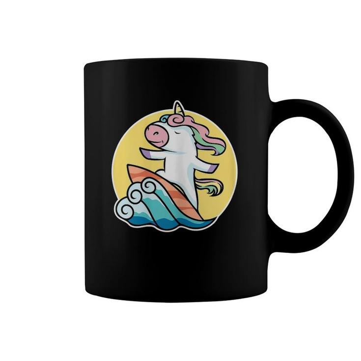 Unicorn Surfing Wave Surf Lovers Gift Coffee Mug