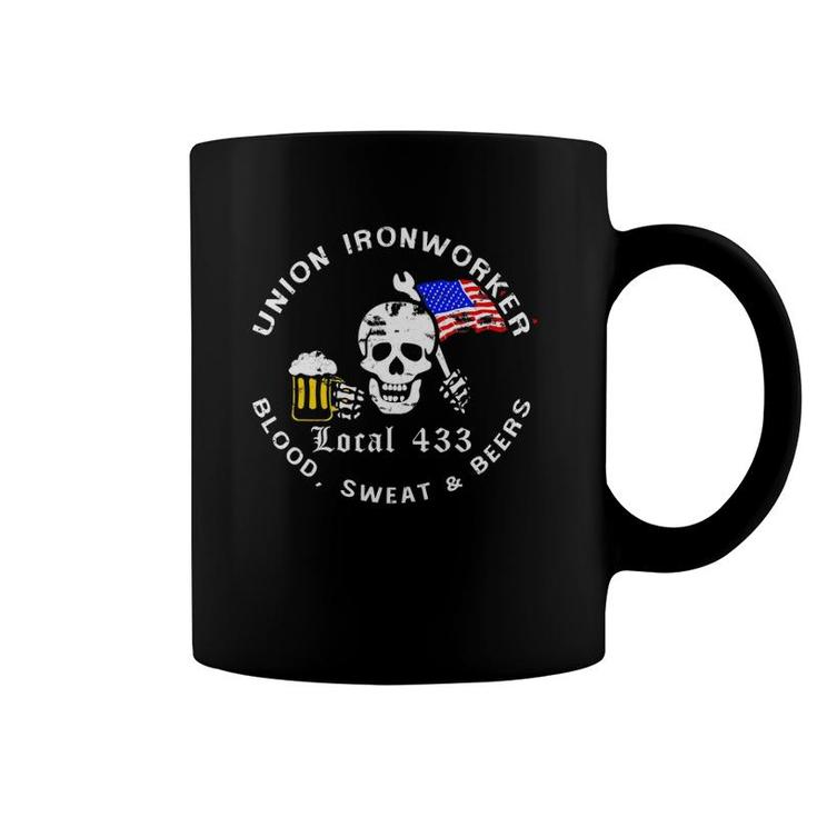 Union Ironworker Local 433 Blood Sweat & Beers Flag Tee Coffee Mug