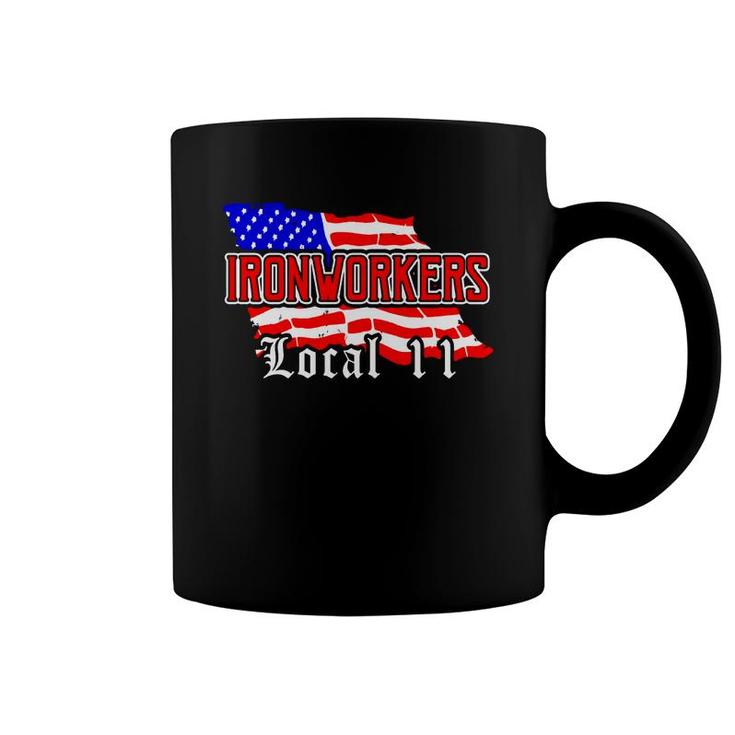 Union Ironworkers Local 11 New Jersey American Flag Tee Coffee Mug
