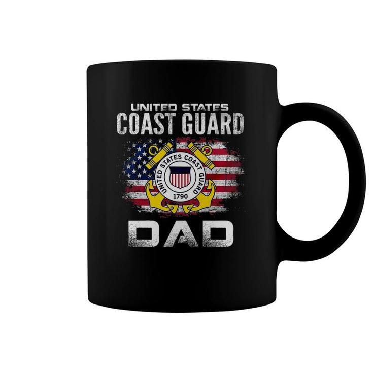 United States Coast Guard Dad With American Flag Gift Coffee Mug
