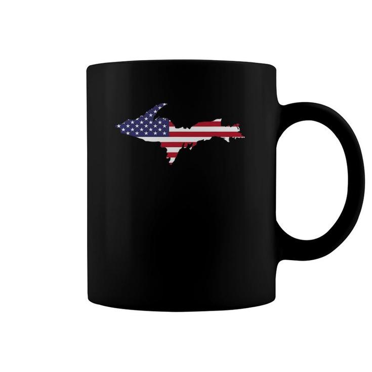 Up Upper Peninsula Michigan American Flag Usa Coffee Mug