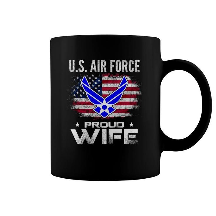US Air Force Proud Wife With American Flag Gift Veteran Coffee Mug