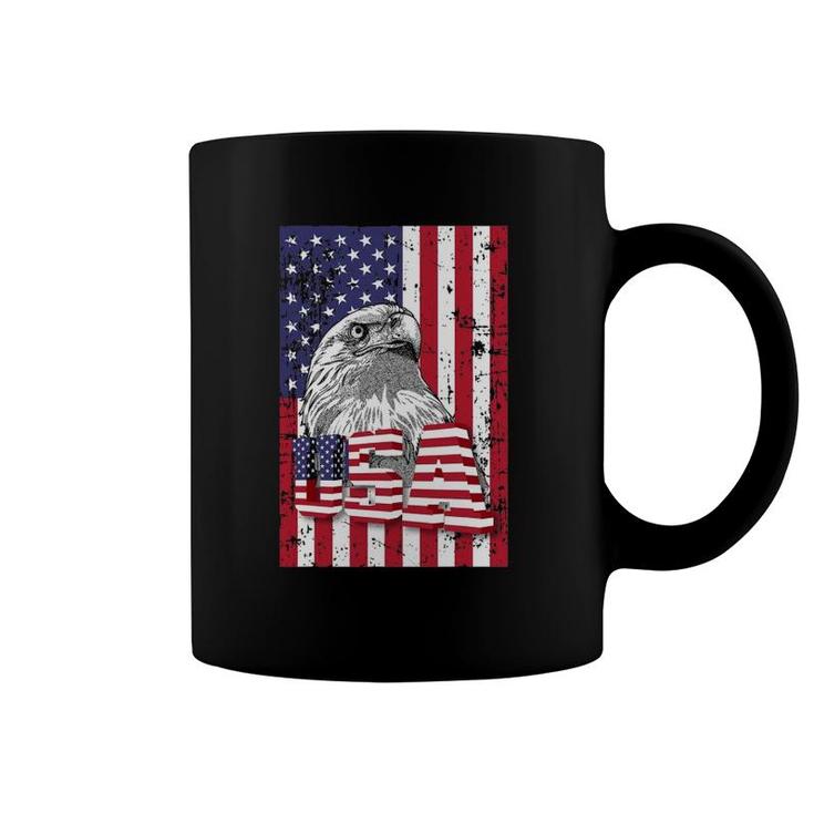 Us American Flag Bald Patriotic Eagle 4Th July American Flag Coffee Mug