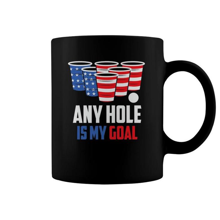 Usa Flag Beer Pong Game 4Th Of July Beer Any Hole Is My Goal Coffee Mug