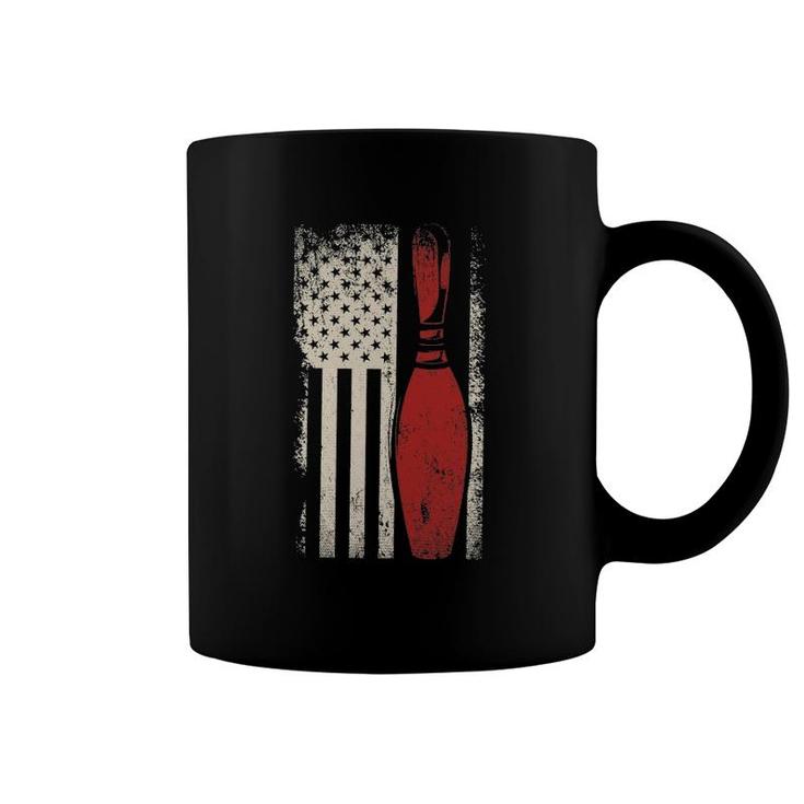 Usa Flag Patriotic American Bowler Gift Bowling Pins Bowling Coffee Mug