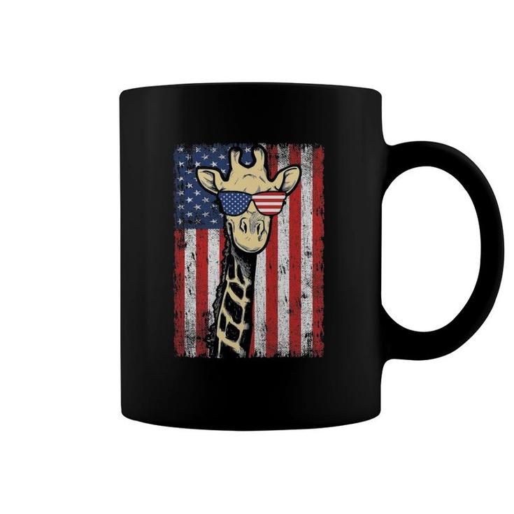 Usa Flag Patriotic Giraffe Sunglasses Funny Animal Lover Coffee Mug