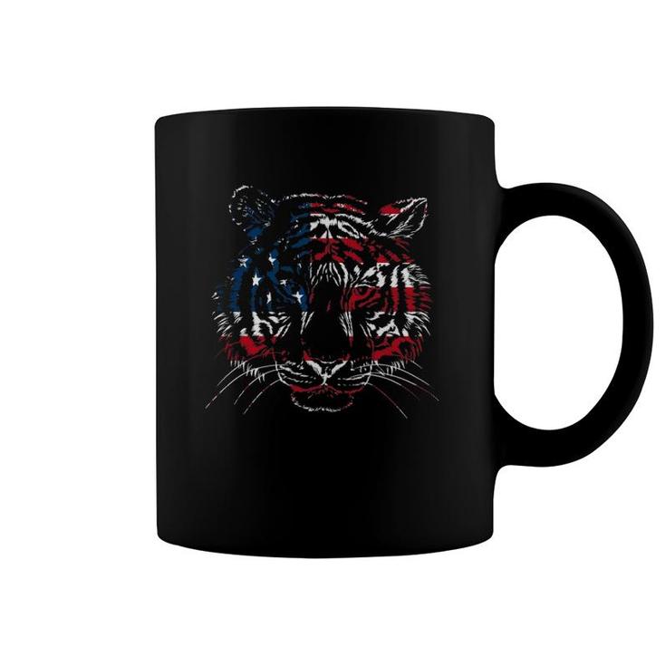 Usa Flag Tiger Patriotic Independence Day 4Th Of July Coffee Mug