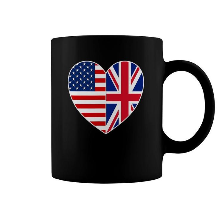Usa Uk Flag Heart Tee Patriotic Fourth Of July Coffee Mug