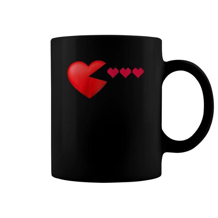 Valentine's Day Hearts Gamers Funny Boys Girls Kids Gift Raglan Baseball Tee Coffee Mug