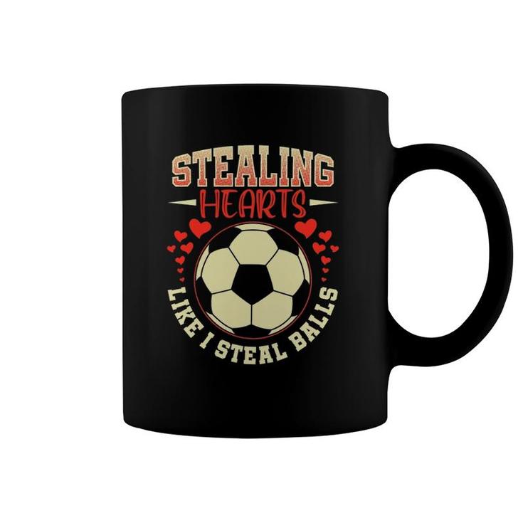Valentine's Day Soccer Player Men Stealing Hearts Coffee Mug