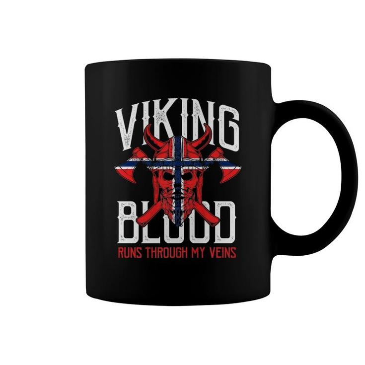 Viking Blood Skull Norwegian Flag Pride Norway Premium Coffee Mug