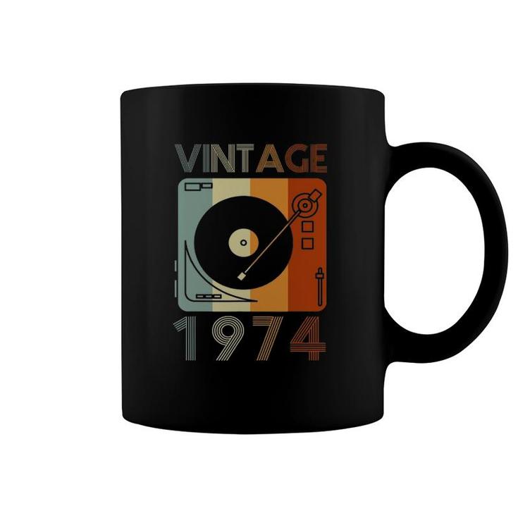 Vintage 1974 Retro Record Player Birthday Vinyl Dj Coffee Mug