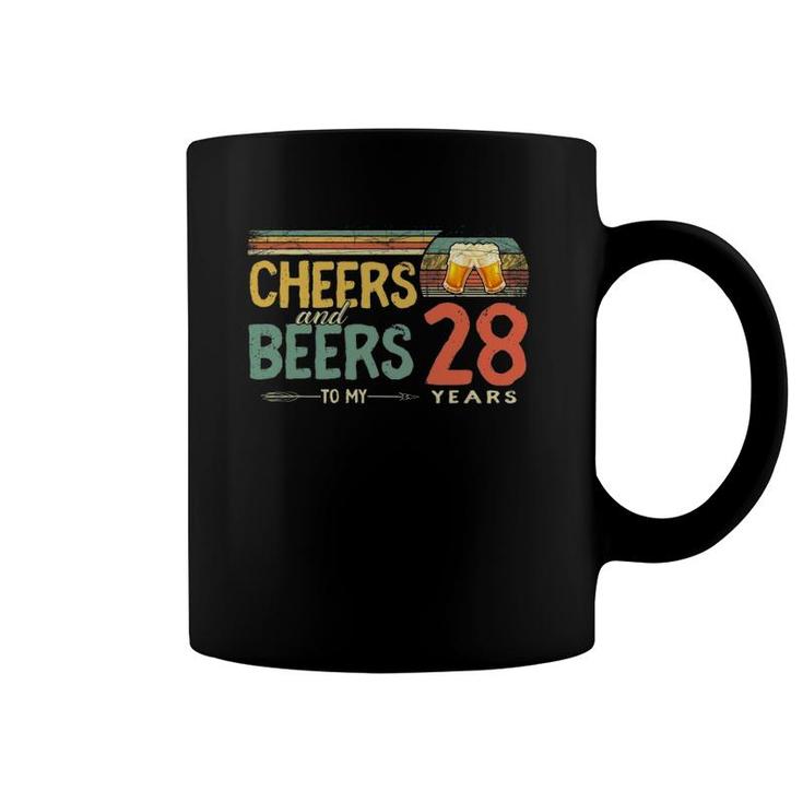 Vintage 28Th Birthday Retro Cheers And Beers To 28 Years Old Coffee Mug