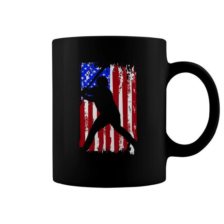 Vintage American Flag Baseball  Coffee Mug