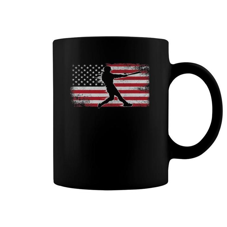 Vintage American Flag Baseball Cool Baseball 4Th Of July Coffee Mug