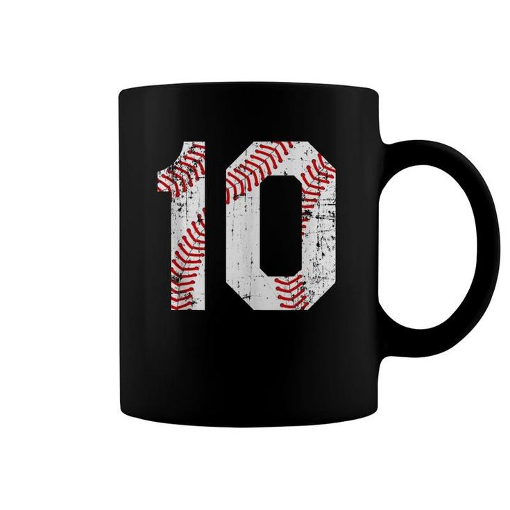 Vintage Baseball 10 Jersey Number  Coffee Mug