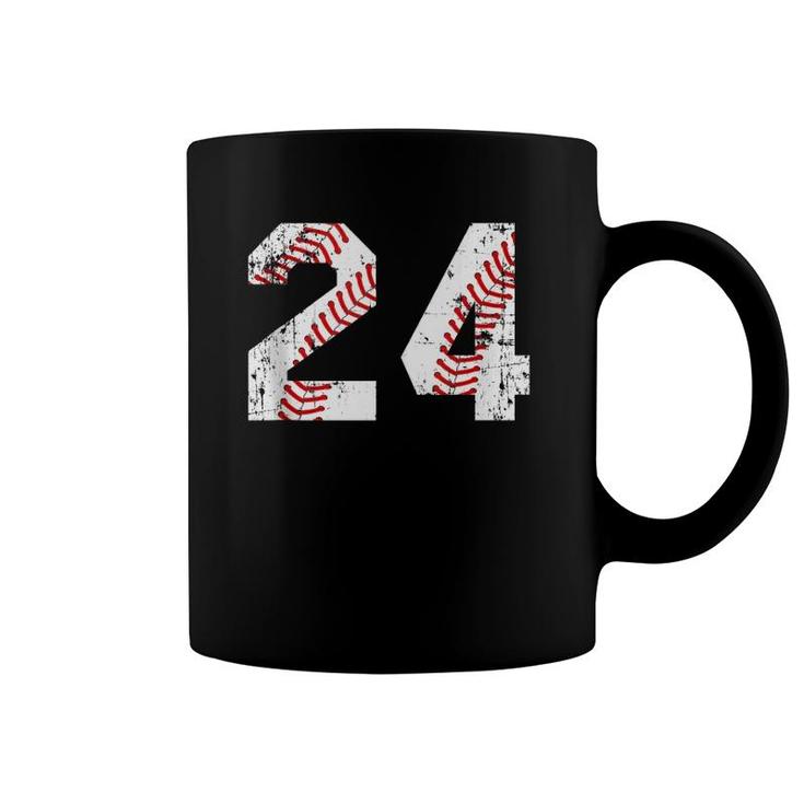 Vintage Baseball 24 Jersey Number  Coffee Mug