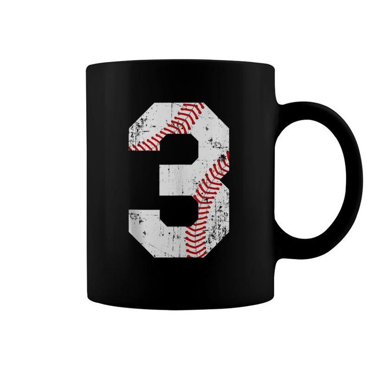 Vintage Baseball 3 Jersey Number  Coffee Mug