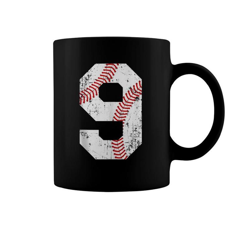 Vintage Baseball 9 Jersey Number  Coffee Mug