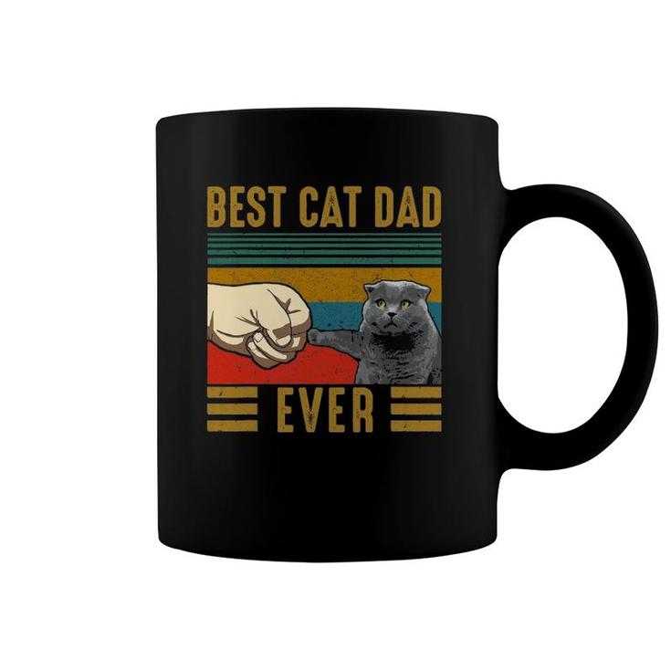 Vintage Best Cat Dad Ever Father's Day Scottish Fold Cat Coffee Mug