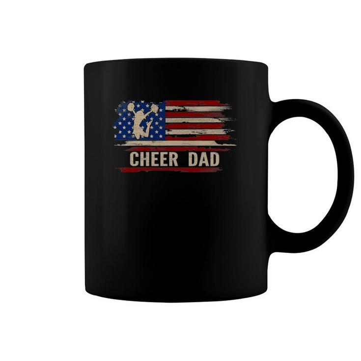 Vintage Cheer Dad American Usa Flag Cheerleading Dance Gift Coffee Mug