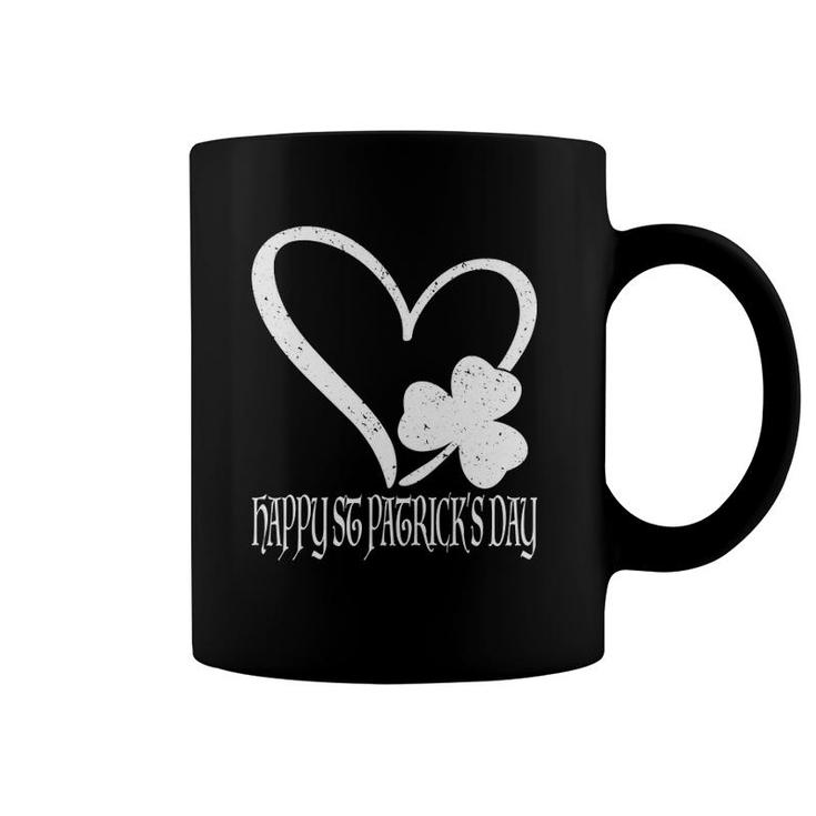 Vintage Happy Saint St Patrick's Day Irish Shamrock Heart Coffee Mug