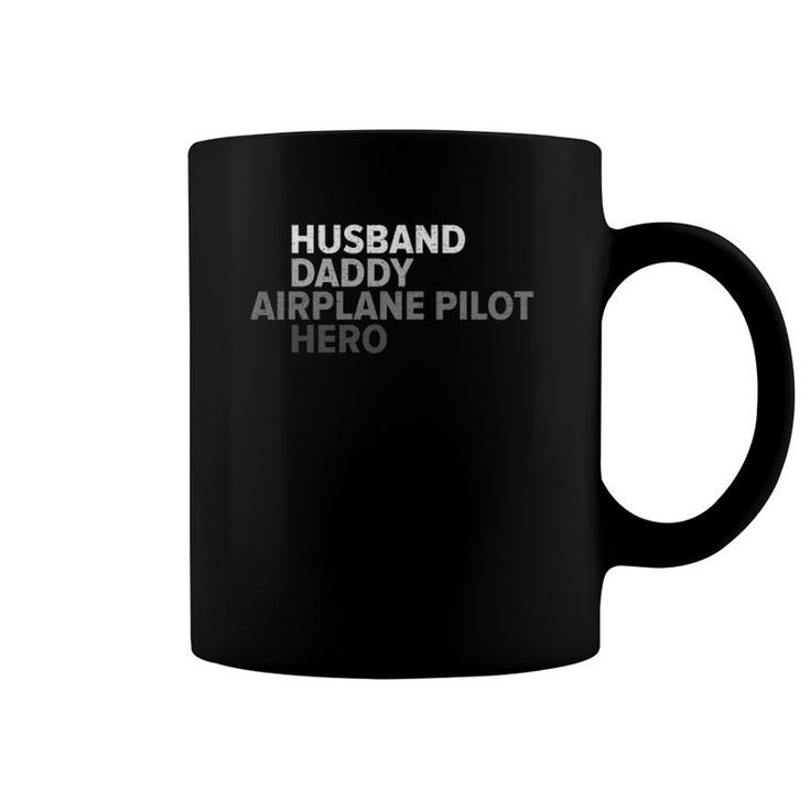Vintage Husband Daddy Airplane Pilot Hero Funny Father's Day Coffee Mug