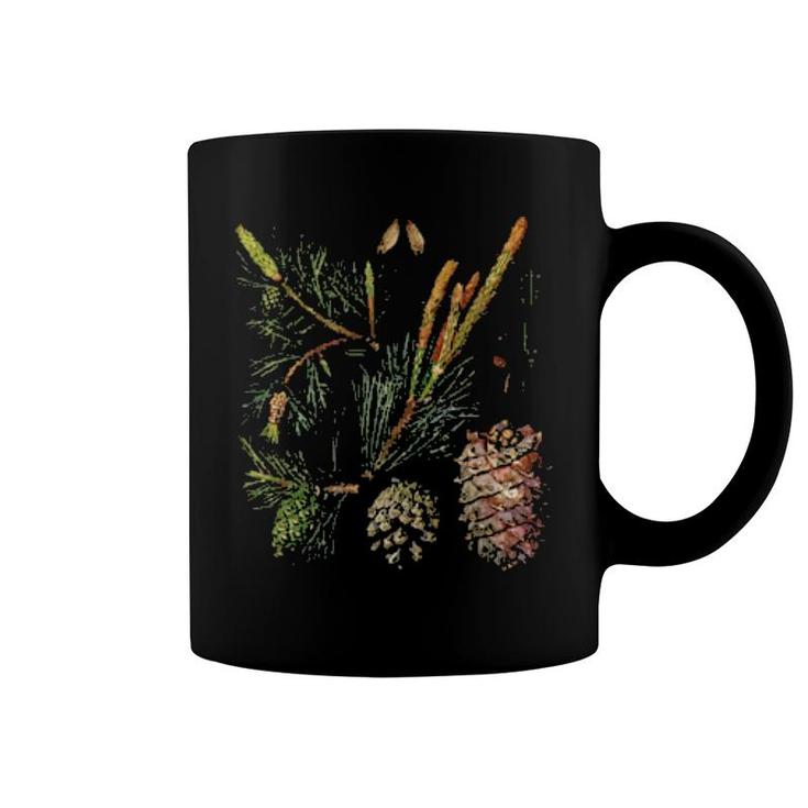 Vintage Inspired Xmas Floral Elements Botanical Chart  Coffee Mug