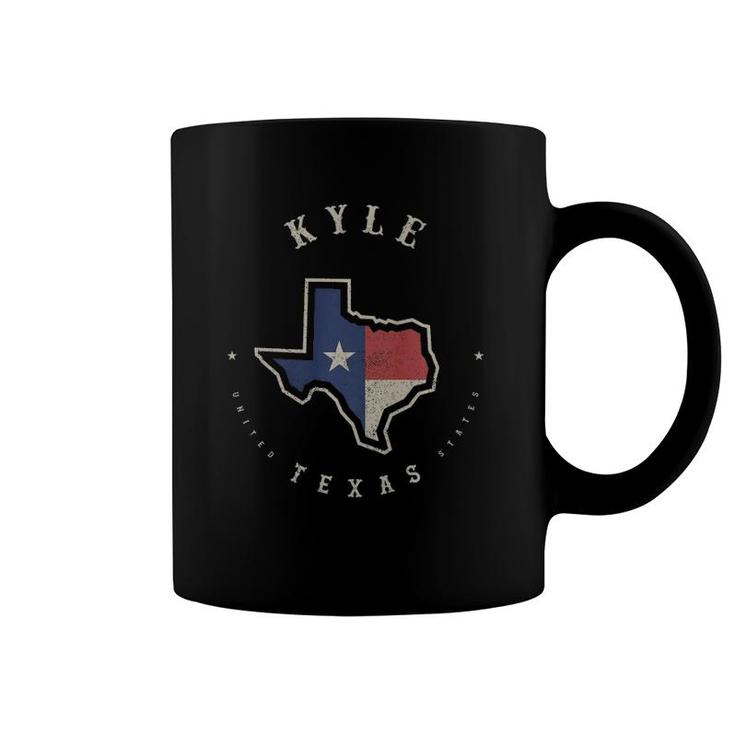 Vintage Kyle Texas State Flag Map Souvenir Gift  Coffee Mug