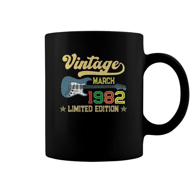 Vintage March 1982 Bday Gifts Guitar Lovers 40Th Birthday Coffee Mug