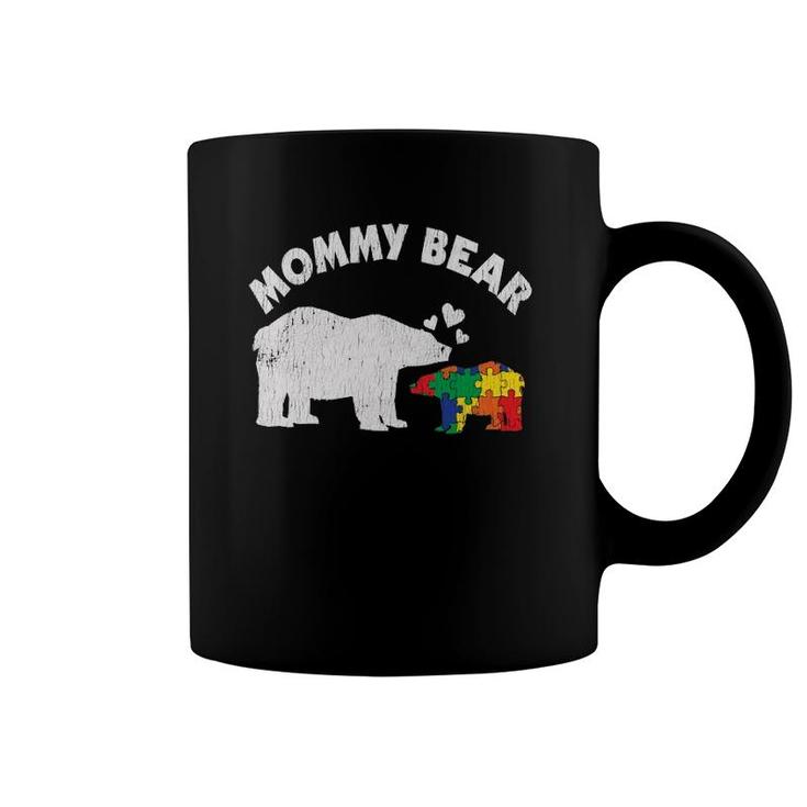 Vintage Mommy Bear Mother Autistic Kids Autism Awareness Mom  Coffee Mug