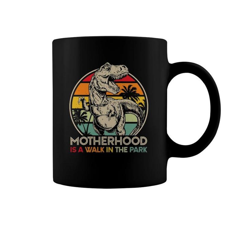 Vintage Motherhood Is A Walk In The Park Mama Mommy Dinosaur Coffee Mug