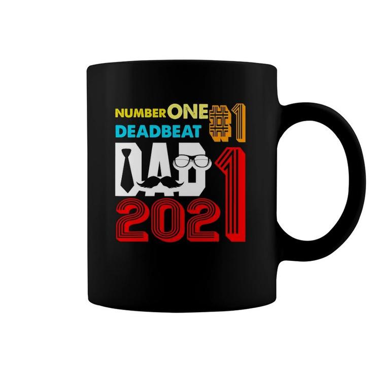Vintage Number One Deadbeat Dad 2021 Happy Father's Day Coffee Mug
