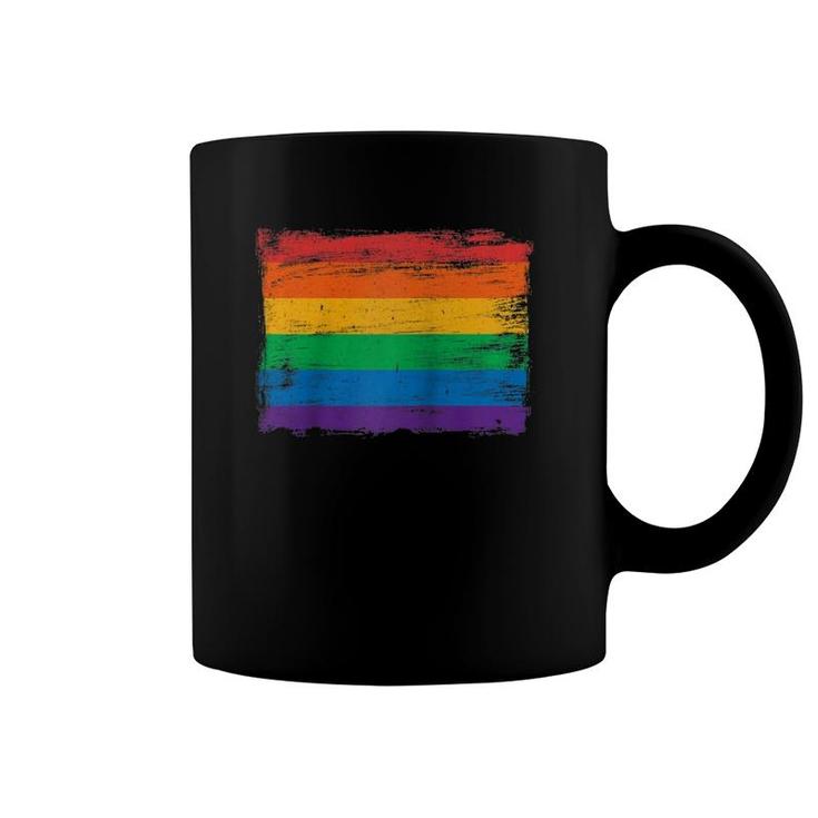 Vintage Painted Rainbow Gay Pride Flag  Raglan Baseball Tee Coffee Mug