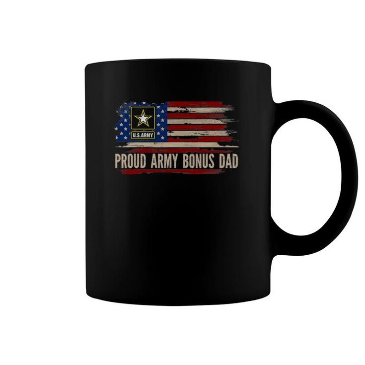 Vintage Proud Army Bonus Dad American Flag Veteran Gift Coffee Mug