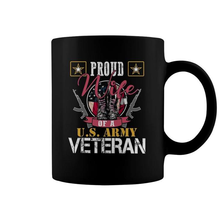 Vintage Proud Wife Of A US Army Veteran Gift Mom Dad Coffee Mug