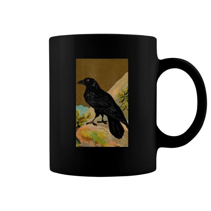 Vintage Raven , Birdwatching Black Bird Coffee Mug