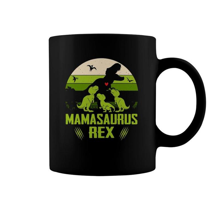 Vintage Retro 3 Kids Mamasaurus Dinosaur Lover Gift Coffee Mug