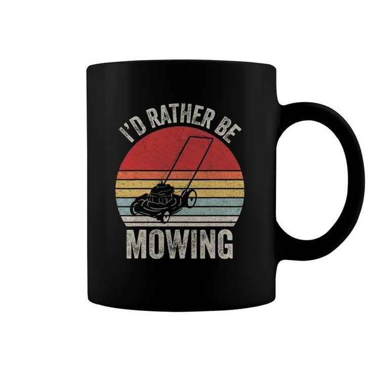 Vintage Retro I'd Rather Be Mowing Funny Mower Gift Coffee Mug