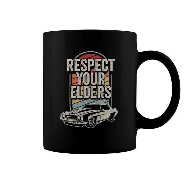 Vintage Retro Respect Your Elders Classic Muscle Car Coffee Mug