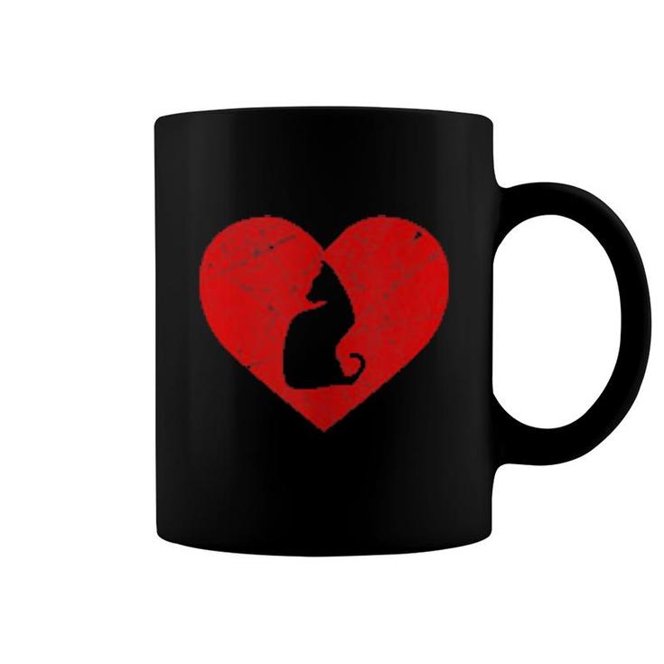 Vintage Sitting Siamese Cat Heart Love Valentine's Day  Coffee Mug