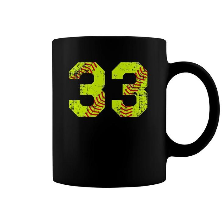 Vintage Softball 33 Jersey Number Coffee Mug