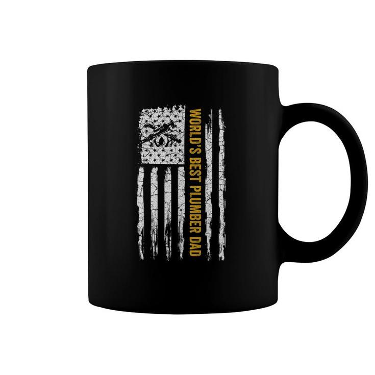 Vintage Usa American Flag World's Best Plumber Dad Plumbing Coffee Mug
