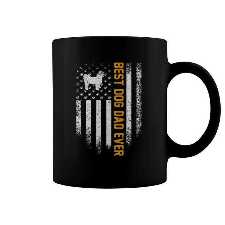 Vintage Usa Best Shih Tzu Dog Dad Ever American Flag Funny Coffee Mug