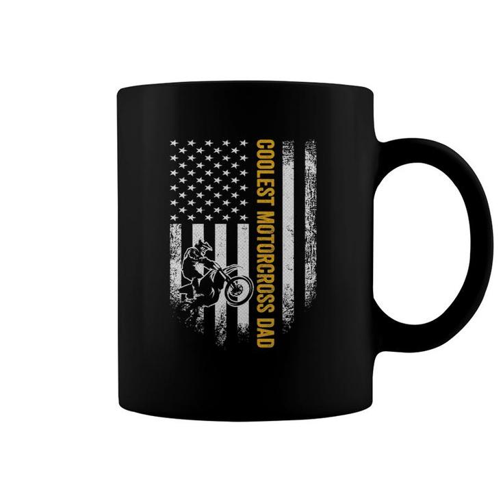 Vintage Usa Flag Coolest Motocross Dad Silhouette Coffee Mug