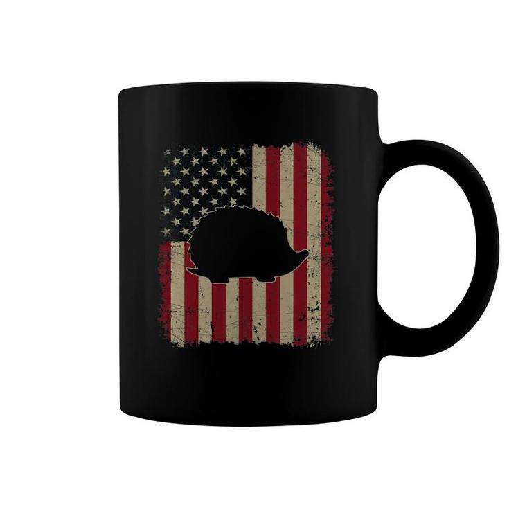 Vintage Usa Flag Hedgehog Animals Lover Farm Father's Day Coffee Mug